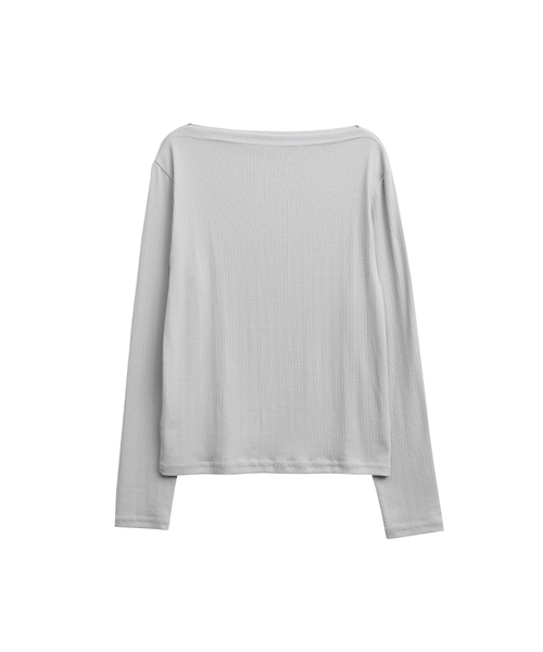 SLOWLOLLI(スローローリ)の「Boatline tencel t-shirt_4 Colors(Tシャツ/カットソー・レディース・ブラック/グレー/アイボリー/Cream・FREE)」の3枚目の写真