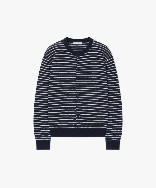 FLAWSROOM(フローズルーム)の「Aftersun Stripe Cardigan NAVY(カーディガン/ボレロ・メンズ・その他・LARGE/MEDIUM)」の2枚目の写真