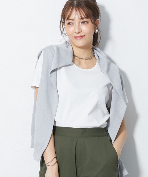 slattgir(スラットジール)の「高身長【読者モデルと一緒に作りました】ベーシックコンパクトカットソーTシャツ(トールサイズ)(Tシャツ/カットソー・レディース・ブラウン/オフホワイト/ブラック・T3L/TLL/TL/TM/T5L/T4L)」の1枚目の写真
