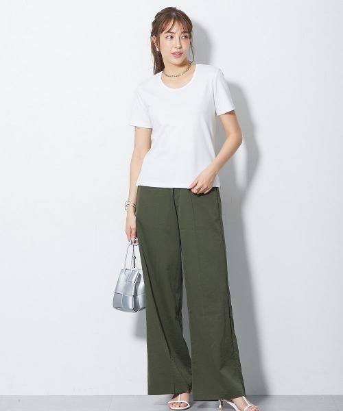 slattgir(スラットジール)の「高身長【読者モデルと一緒に作りました】ベーシックコンパクトカットソーTシャツ(トールサイズ)(Tシャツ/カットソー・レディース・ブラウン/オフホワイト/ブラック・T3L/TLL/TL/TM/T5L/T4L)」の7枚目の写真