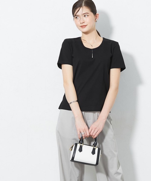 slattgir(スラットジール)の「高身長【読者モデルと一緒に作りました】ベーシックコンパクトカットソーTシャツ(トールサイズ)(Tシャツ/カットソー・レディース・ブラウン/オフホワイト/ブラック・T3L/TLL/TL/TM/T5L/T4L)」の9枚目の写真