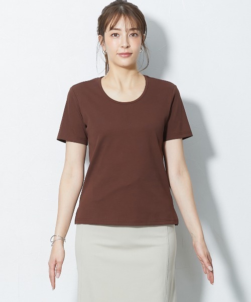 slattgir(スラットジール)の「高身長【読者モデルと一緒に作りました】ベーシックコンパクトカットソーTシャツ(トールサイズ)(Tシャツ/カットソー・レディース・ブラウン/オフホワイト/ブラック・T3L/TLL/TL/TM/T5L/T4L)」の15枚目の写真