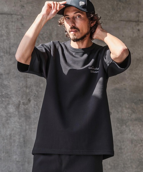 1minute 1second(ワンミニットワンセカンド)の「mt10279-cursive embroidery cardboard knit cut & sewn カットソー(1M26N230)(Tシャツ/カットソー・メンズ・ホワイト×ブルー/ブラック/ホワイト×ブラック・M/S/XL/L)」の13枚目の写真