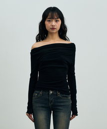 ELIN DRAPE OFF-SHOULDER TOP / BLACK
