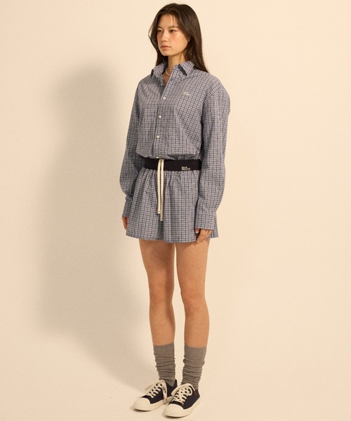 Mardi Mercredi(マルディメクルディ)の「COTTON SHORTS CHECK CONTRAST WAISTBAND / コットン ショートパンツ チェック コントラスト ウエストバンド(その他パンツ・レディース・ブルー/ネイビー・FREE)」の7枚目の写真