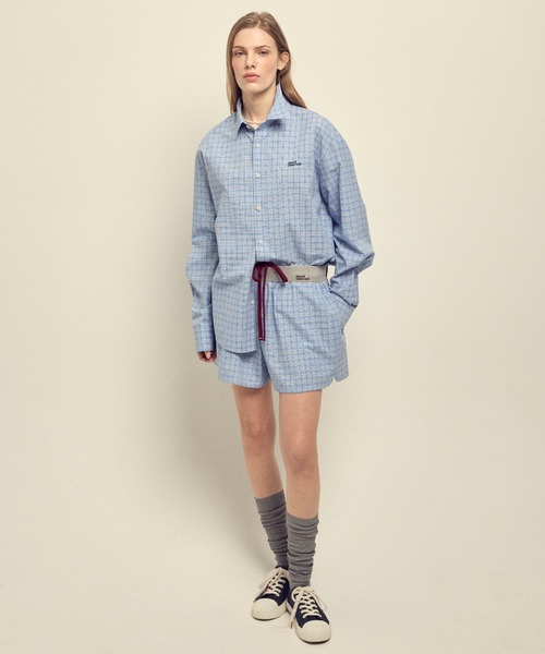 Mardi Mercredi(マルディメクルディ)の「COTTON SHORTS CHECK CONTRAST WAISTBAND / コットン ショートパンツ チェック コントラスト ウエストバンド(その他パンツ・レディース・ブルー/ネイビー・FREE)」の14枚目の写真