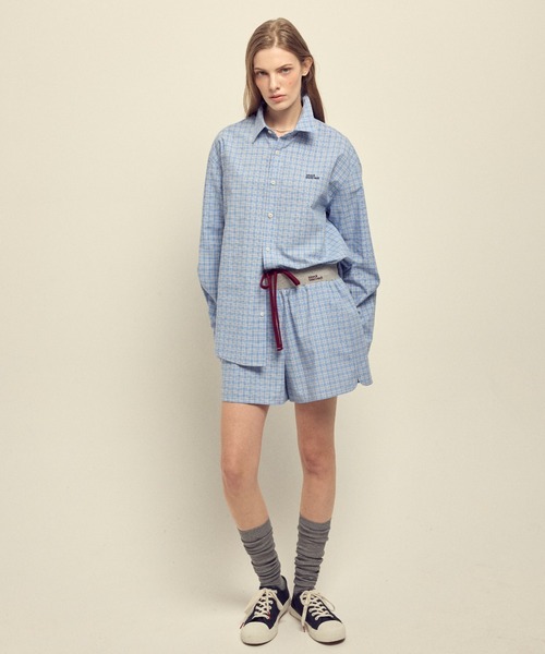 Mardi Mercredi(マルディメクルディ)の「COTTON SHORTS CHECK CONTRAST WAISTBAND / コットン ショートパンツ チェック コントラスト ウエストバンド(その他パンツ・レディース・ブルー/ネイビー・FREE)」の15枚目の写真