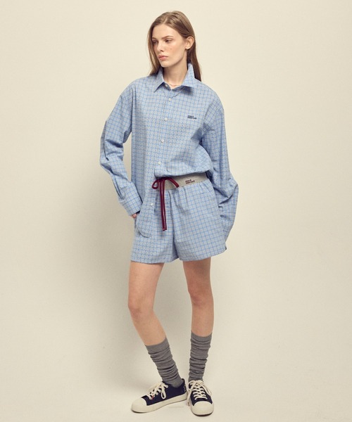 Mardi Mercredi(マルディメクルディ)の「COTTON SHORTS CHECK CONTRAST WAISTBAND / コットン ショートパンツ チェック コントラスト ウエストバンド(その他パンツ・レディース・ブルー/ネイビー・FREE)」の16枚目の写真