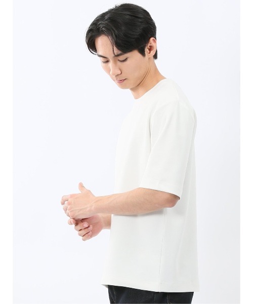 TAKA-Q(タカキュー)の「【ストレッチ ロンT インナー】タカキュー アムンゼン クルーネック 5分袖 Tシャツ(Tシャツ/カットソー・メンズ・ネイビー/ホワイト・LARGE/MEDIUM/X-LARGE)」の3枚目の写真