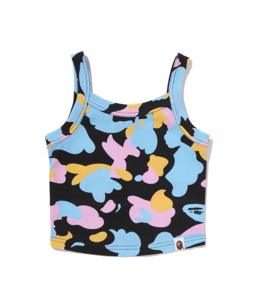 A BATHING APE（アベイシングエイプ）の「NEW MULTI CAMO CROPPED RIB TANK TOP（タンクトップ・レディース・ブラック/ホワイト・MEDIUM/X-SMALL/SMALL）」の2枚目の写真