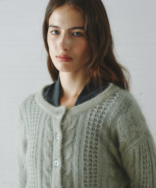 LENINA（レニーナ）の「JASMIN cable mohair knit cardigan_MINT（カーディガン/ボレロ・レディース・ミント・FREE）」の2枚目の写真