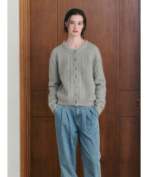 LENINA（レニーナ）の「JASMIN cable mohair knit cardigan_MINT（カーディガン/ボレロ・レディース・ミント・FREE）」の3枚目の写真
