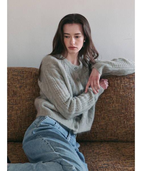 LENINA（レニーナ）の「JASMIN cable mohair knit cardigan_MINT（カーディガン/ボレロ・レディース・ミント・FREE）」の4枚目の写真