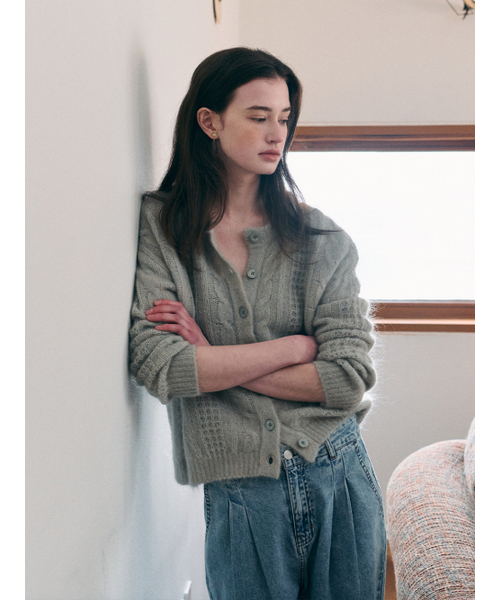 LENINA（レニーナ）の「JASMIN cable mohair knit cardigan_MINT（カーディガン/ボレロ・レディース・ミント・FREE）」の5枚目の写真