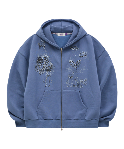 HOODHOOD(フッドフッド)の「ドゥドゥルエイリアン フードパーカー ジップアップ ダストブルー(パーカー・メンズ・その他・1/2)」の5枚目の写真