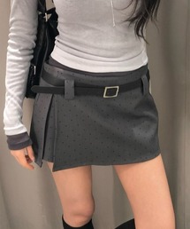 anyonemore | ベルト付きドット柄サイドスリットミニキュロットスカート(スカート)