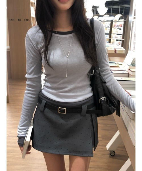 anyonemore（エニワンモア）の「ベルト付きドット柄サイドスリットミニキュロットスカート（スカート・レディース・グレー・SMALL/MEDIUM）」の13枚目の写真