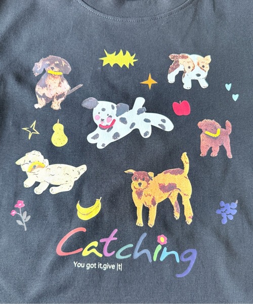 pyornim（ピョルニム）の「ドッグ イラストプリント  Tシャツ（Tシャツ/カットソー・レディース・ブラック/ホワイト・F）」の13枚目の写真