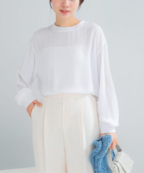 URBAN RESEARCH ROSSO WOMEN（アーバンリサーチ　ロッソ）の「リブドッキングセミシアープルオーバー（Tシャツ/カットソー・レディース・ブラック/ホワイト・FREE）」の2枚目の写真