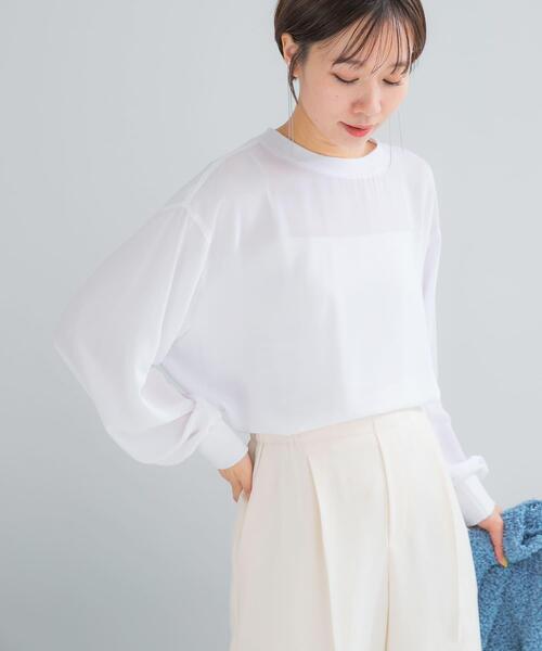 URBAN RESEARCH ROSSO WOMEN（アーバンリサーチ　ロッソ）の「リブドッキングセミシアープルオーバー（Tシャツ/カットソー・レディース・ブラック/ホワイト・FREE）」の3枚目の写真