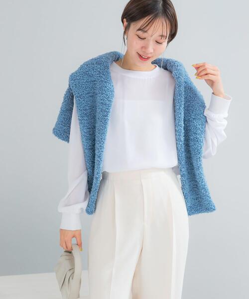 URBAN RESEARCH ROSSO WOMEN（アーバンリサーチ　ロッソ）の「リブドッキングセミシアープルオーバー（Tシャツ/カットソー・レディース・ブラック/ホワイト・FREE）」の4枚目の写真