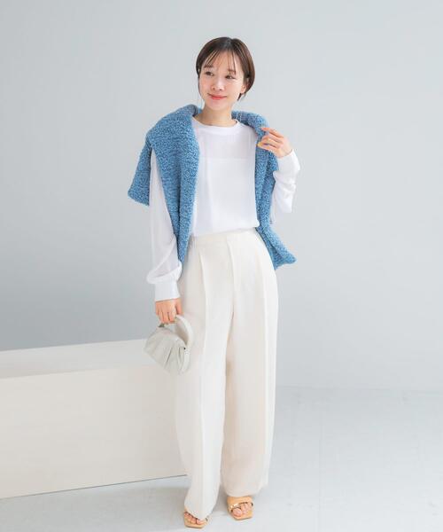 URBAN RESEARCH ROSSO WOMEN（アーバンリサーチ　ロッソ）の「リブドッキングセミシアープルオーバー（Tシャツ/カットソー・レディース・ブラック/ホワイト・FREE）」の5枚目の写真