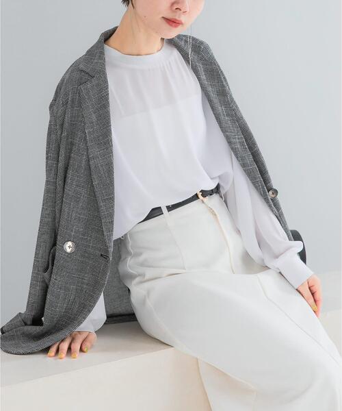 URBAN RESEARCH ROSSO WOMEN（アーバンリサーチ　ロッソ）の「リブドッキングセミシアープルオーバー（Tシャツ/カットソー・レディース・ブラック/ホワイト・FREE）」の6枚目の写真