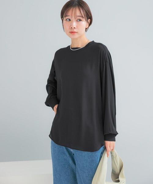 URBAN RESEARCH ROSSO WOMEN（アーバンリサーチ　ロッソ）の「リブドッキングセミシアープルオーバー（Tシャツ/カットソー・レディース・ブラック/ホワイト・FREE）」の13枚目の写真