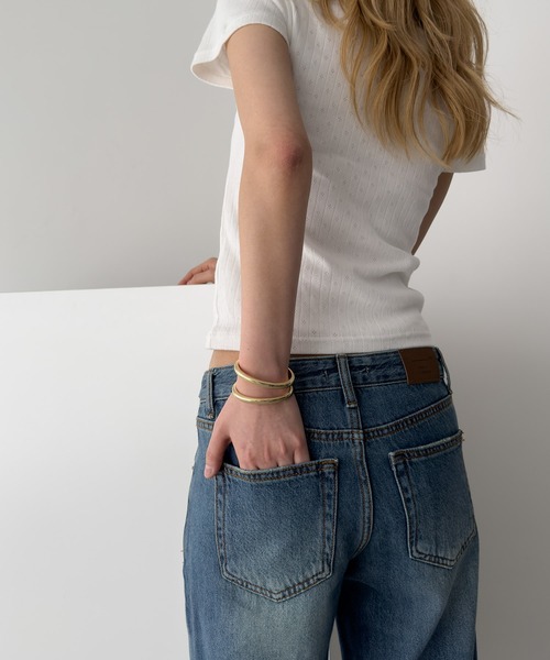 CANAL JEAN（キャナルジーン）の「Pt　ダブルラインバングル（バングル/リストバンド・レディース・シルバー/ゴールド・ONE SIZE）」の4枚目の写真