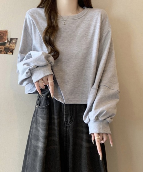 mielu(ミエル)の「ショート丈スウェットシャツ(シャツ/ブラウス・レディース・ブラック・LARGE)」の6枚目の写真