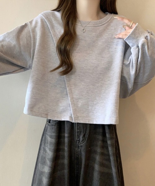 mielu(ミエル)の「ショート丈スウェットシャツ(シャツ/ブラウス・レディース・ブラック・LARGE)」の7枚目の写真