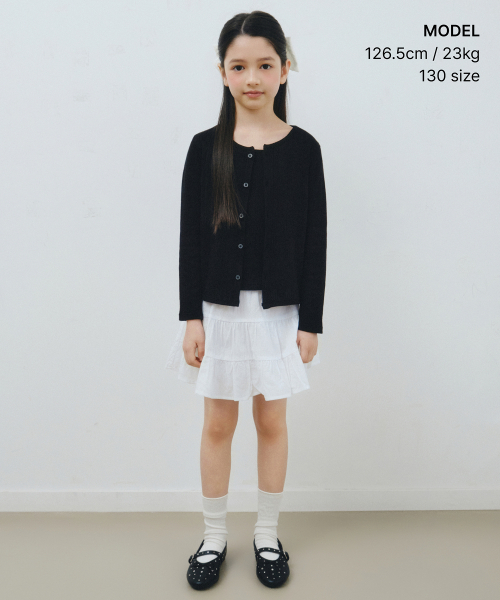 MUSINSA STANDARD KIDS（ムシンサスタンダードキッズ）の「ポインテルスリーブレストップカーディガンセット[ブラック]（カーディガン/ボレロ・レディース・その他・110/120/130/140/150/160）」の2枚目の写真