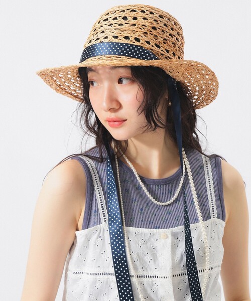 BEAMS BOY(ビームスボーイ)の「【別注】cableami / RAFFIA OPEN WEAVE BRAID CROWN HAT(ハット・レディース・ベージュ・ONE SIZE)」の1枚目の写真
