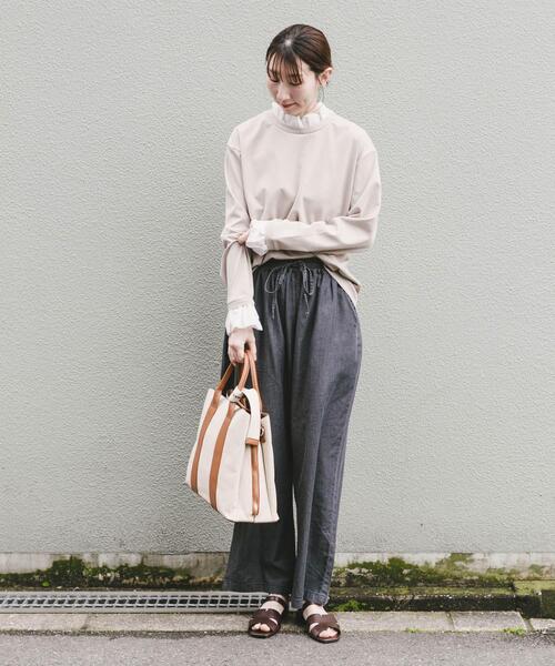 ITEMS URBANRESEARCH（アイテムズ アーバンリサーチ）の「ピコフリルプルオーバー（Tシャツ/カットソー・レディース・ネイビー/ライトベージュ・FREE）」の6枚目の写真
