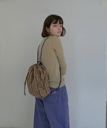 23. レター ストリング バケットバッグ _ ベージュ