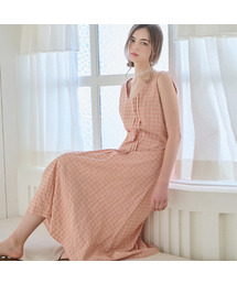 Pintuck bloom dress - Peach pink