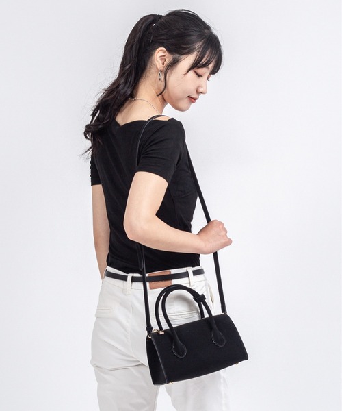 Rivel(リヴェル)の「【Maison de Z】スエード本革 2WAY ミニボストンバッグ ショルダーバッグ(ボストンバッグ・レディース・ブラック/ダークブラウン・FREE)」の20枚目の写真