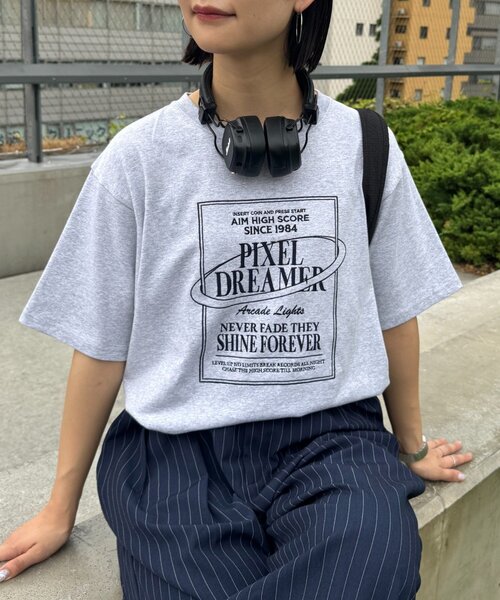 CIAOPANIC TYPY（チャオパニックティピー）の「【UNISEX】【プラスサイズあり】スクエア総刺繍ロゴTシャツ（Tシャツ/カットソー・レディース・オレンジ/ミント/ホワイト/ブルー/チャコールグレー/グレー・XX-LARGE/LARGE/MEDIUM）」の3枚目の写真