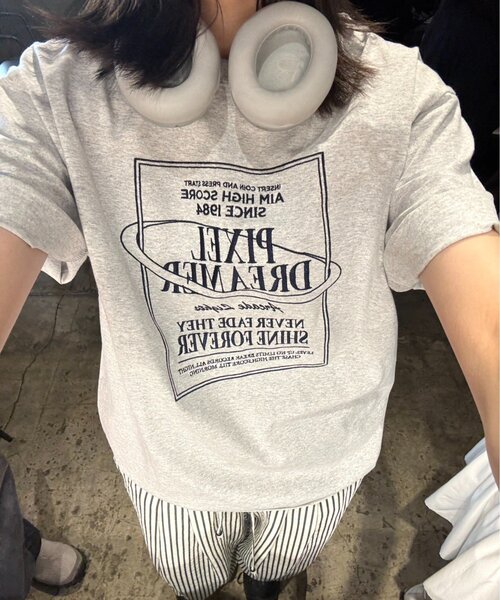 CIAOPANIC TYPY（チャオパニックティピー）の「【UNISEX】【プラスサイズあり】スクエア総刺繍ロゴTシャツ（Tシャツ/カットソー・レディース・オレンジ/ミント/ホワイト/ブルー/チャコールグレー/グレー・XX-LARGE/LARGE/MEDIUM）」の11枚目の写真