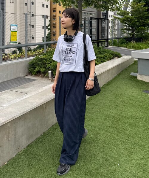 CIAOPANIC TYPY（チャオパニックティピー）の「【UNISEX】【プラスサイズあり】スクエア総刺繍ロゴTシャツ（Tシャツ/カットソー・レディース・オレンジ/ミント/ホワイト/ブルー/チャコールグレー/グレー・XX-LARGE/LARGE/MEDIUM）」の13枚目の写真