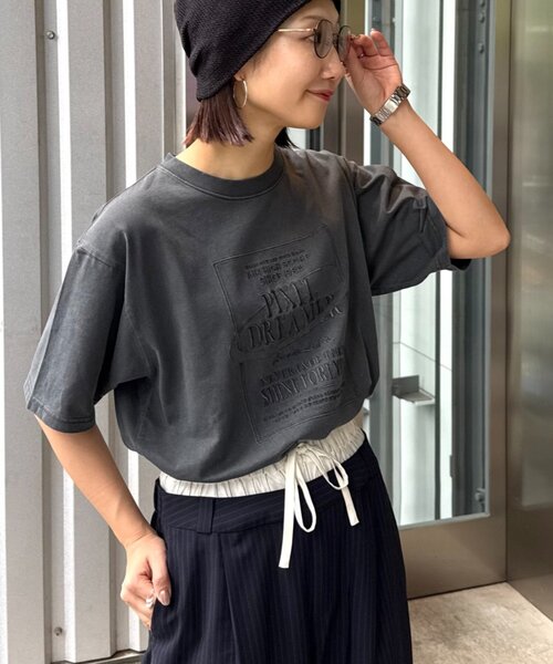 CIAOPANIC TYPY（チャオパニックティピー）の「【UNISEX】【プラスサイズあり】スクエア総刺繍ロゴTシャツ（Tシャツ/カットソー・レディース・オレンジ/ミント/ホワイト/ブルー/チャコールグレー/グレー・XX-LARGE/LARGE/MEDIUM）」の14枚目の写真