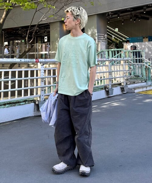 CIAOPANIC TYPY（チャオパニックティピー）の「【UNISEX】【プラスサイズあり】スクエア総刺繍ロゴTシャツ（Tシャツ/カットソー・レディース・オレンジ/ミント/ホワイト/ブルー/チャコールグレー/グレー・XX-LARGE/LARGE/MEDIUM）」の19枚目の写真