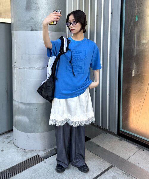 CIAOPANIC TYPY（チャオパニックティピー）の「【UNISEX】【プラスサイズあり】スクエア総刺繍ロゴTシャツ（Tシャツ/カットソー・レディース・オレンジ/ミント/ホワイト/ブルー/チャコールグレー/グレー・XX-LARGE/LARGE/MEDIUM）」の22枚目の写真