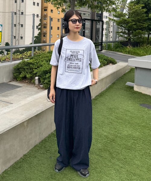 CIAOPANIC TYPY（チャオパニックティピー）の「【UNISEX】【プラスサイズあり】スクエア総刺繍ロゴTシャツ（Tシャツ/カットソー・レディース・オレンジ/ミント/ホワイト/ブルー/チャコールグレー/グレー・XX-LARGE/LARGE/MEDIUM）」の7枚目の写真