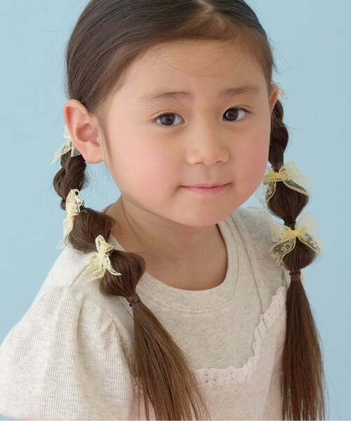 Lycee mine(リセマイン)の「レースリボンミニヘアクリップ(6コセット)【子供服】【キッズ】【女の子】(バレッタ/ヘアクリップ・キッズ・ブラック/サックスブルー/オフホワイト/ラベンダー/レモンイエロー/ライトピンク・F)」の5枚目の写真