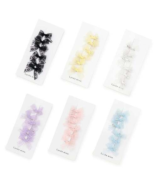 Lycee mine(リセマイン)の「レースリボンミニヘアクリップ(6コセット)【子供服】【キッズ】【女の子】(バレッタ/ヘアクリップ・キッズ・ブラック/サックスブルー/オフホワイト/ラベンダー/レモンイエロー/ライトピンク・F)」の14枚目の写真