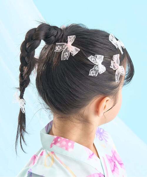 Lycee mine(リセマイン)の「レースリボンミニヘアクリップ(6コセット)【子供服】【キッズ】【女の子】(バレッタ/ヘアクリップ・キッズ・ブラック/サックスブルー/オフホワイト/ラベンダー/レモンイエロー/ライトピンク・F)」の15枚目の写真