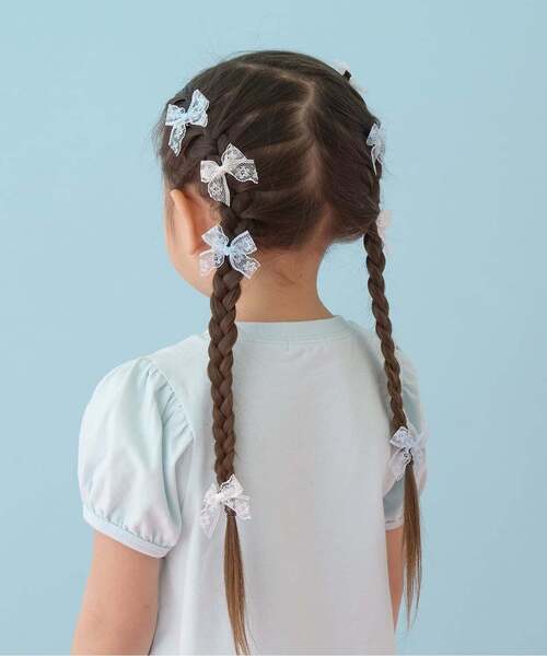 Lycee mine(リセマイン)の「レースリボンミニヘアクリップ(6コセット)【子供服】【キッズ】【女の子】(バレッタ/ヘアクリップ・キッズ・ブラック/サックスブルー/オフホワイト/ラベンダー/レモンイエロー/ライトピンク・F)」の16枚目の写真