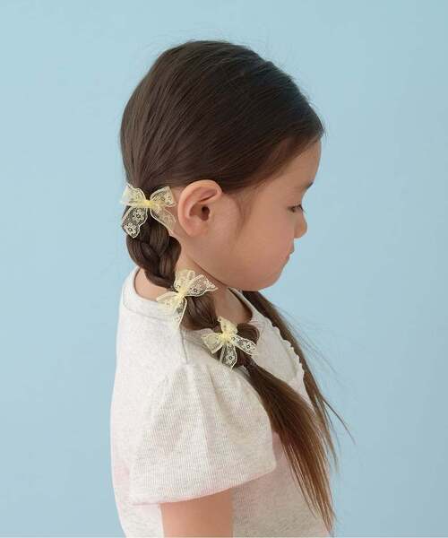 Lycee mine(リセマイン)の「レースリボンミニヘアクリップ(6コセット)【子供服】【キッズ】【女の子】(バレッタ/ヘアクリップ・キッズ・ブラック/サックスブルー/オフホワイト/ラベンダー/レモンイエロー/ライトピンク・F)」の21枚目の写真