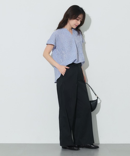 coca(coca)(コカ)の「とろみサッカースキッパーシャツ(シャツ/ブラウス・レディース・ベージュ/ブルー・L/M/S/XL)」の11枚目の写真